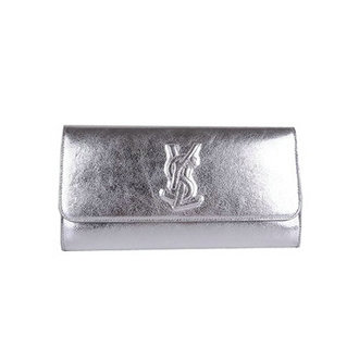 YSL belle de jour calfskin leather clutch 39321 silver